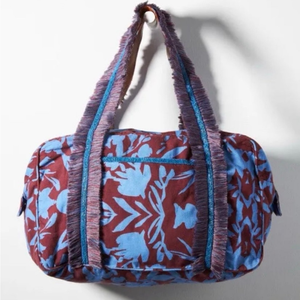SOLD! Do Not Buy. Floral fringed duffle bag from Anthropologie - Like new